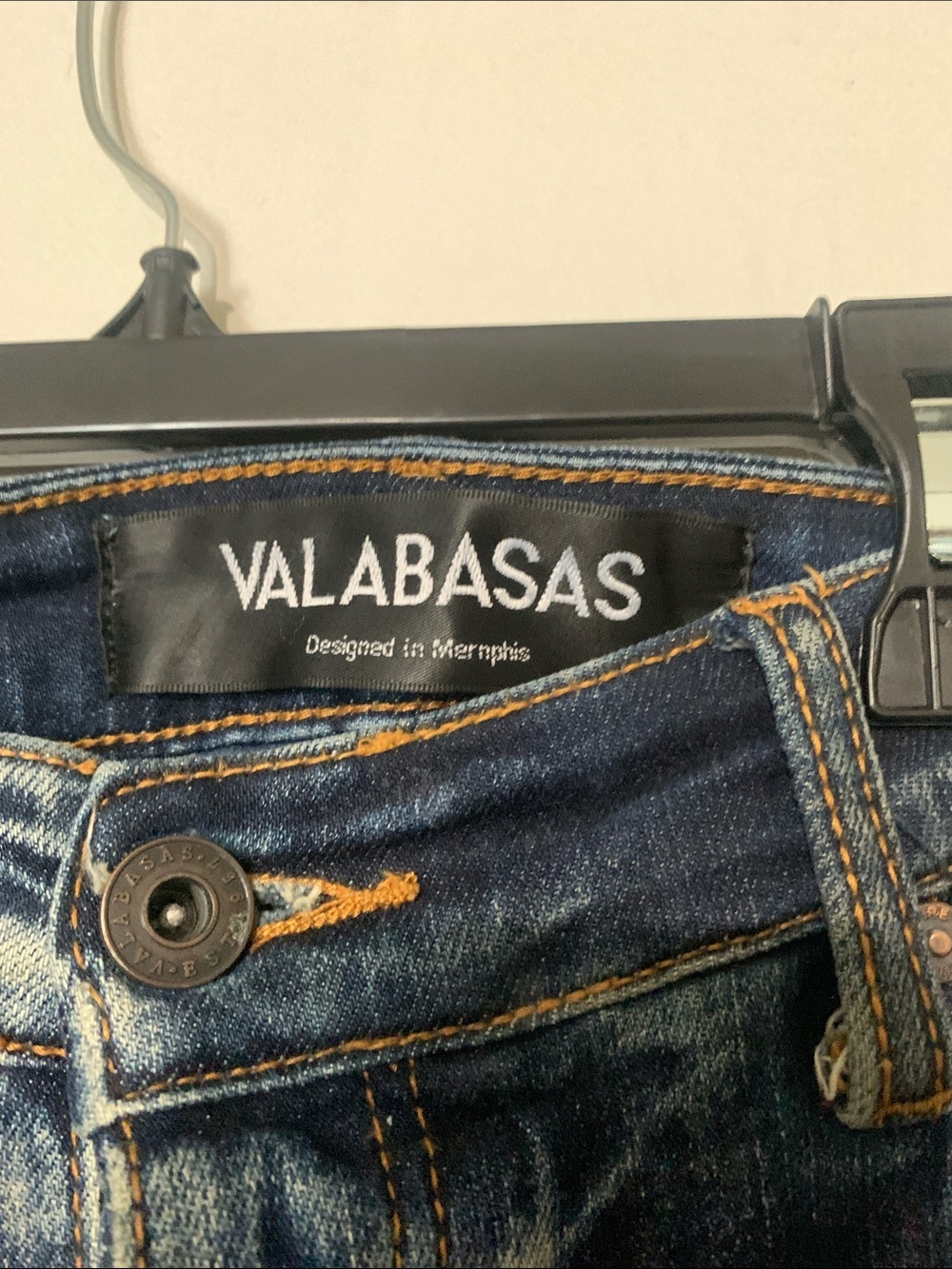 Dark Wash Skinny Jeans with Red Embroidered Trim - Picture 4 of 11